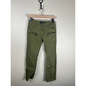 Y2K Reset Pants Girls Size 14 Army Green Ribbed Grunge Zippers Punk Gorpcore